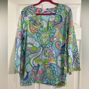 Lilly Pulitzer Colorful Paisley Blouse Size XL
